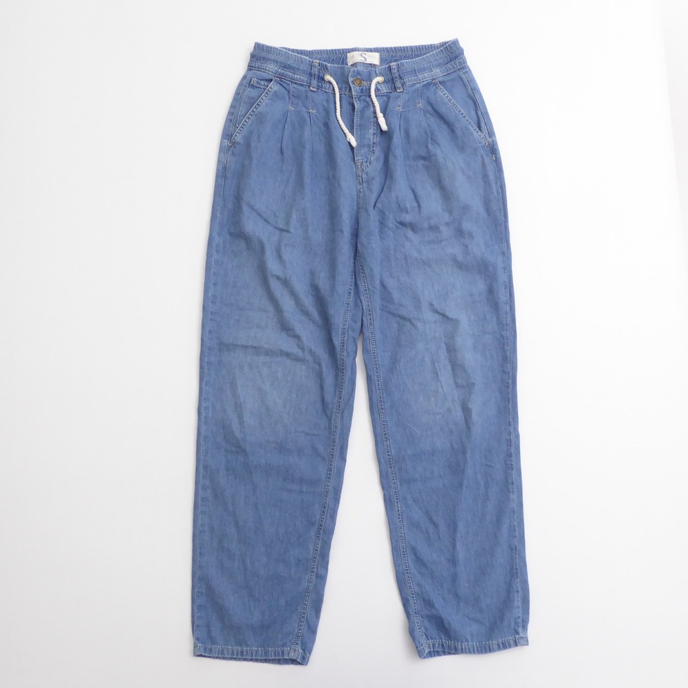 Free People Womens Free Luna Pants Blue Elastic Waist Pleated Drawstring Small